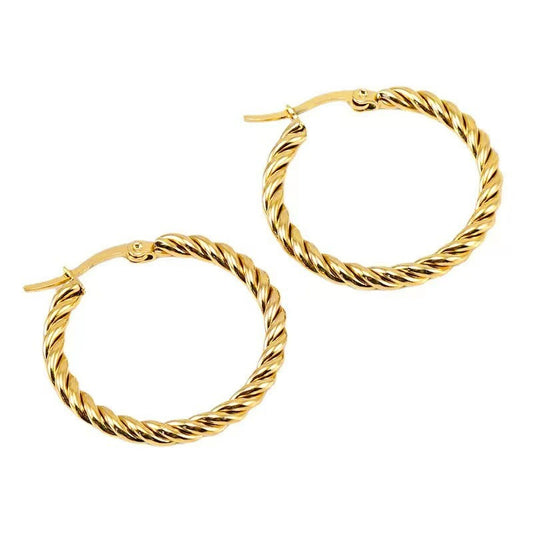 Twisted Hoop Earrings – 18K Guldpläterade - vattentåliga