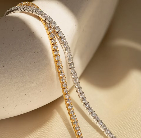 Armband i rostfritt stål med 18k Guldplätering eller Silverplätering med justerbar kedja – väl mellan 12 Månads stenar