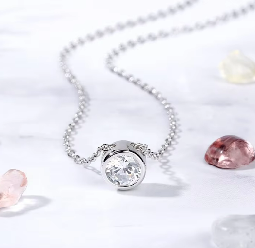 Elegant Halsband med Färgad Kristall – Guld- eller Silverfinish