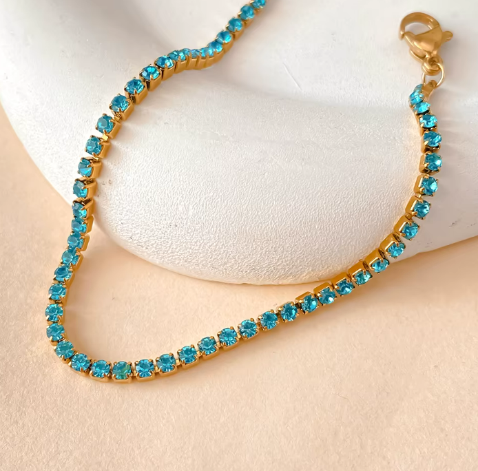 Armband i rostfritt stål med 18k Guldplätering eller Silverplätering med justerbar kedja – väl mellan 12 Månads stenar