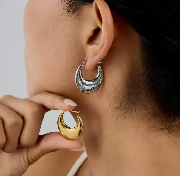 U-formade Örhängen i Rostfritt Stål, Vattentåliga - 14K Guldpläterad och Silver