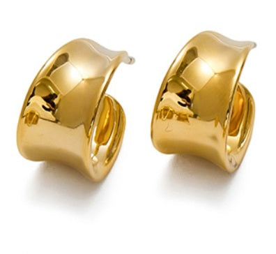 Vattentåliga - Youthway Irregular Texture C-Formade Örhängen (14K Guldpläterade) och Silver