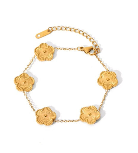 Blommigt Armband i Rostfritt Stål