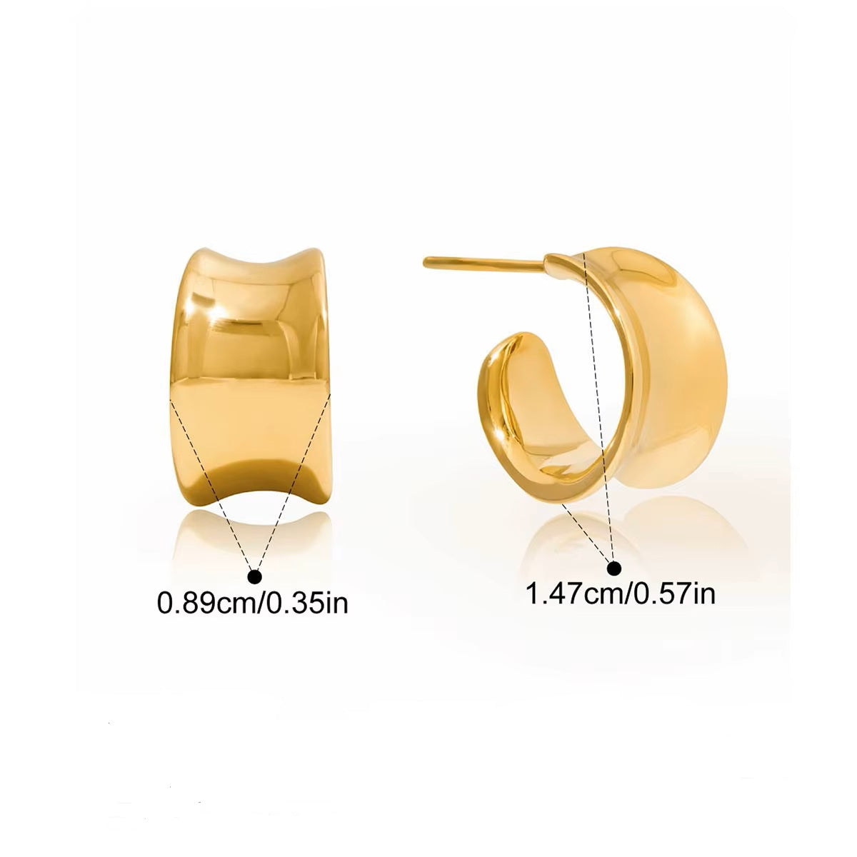 Vattentåliga - Youthway Irregular Texture C-Formade Örhängen (14K Guldpläterade) och Silver