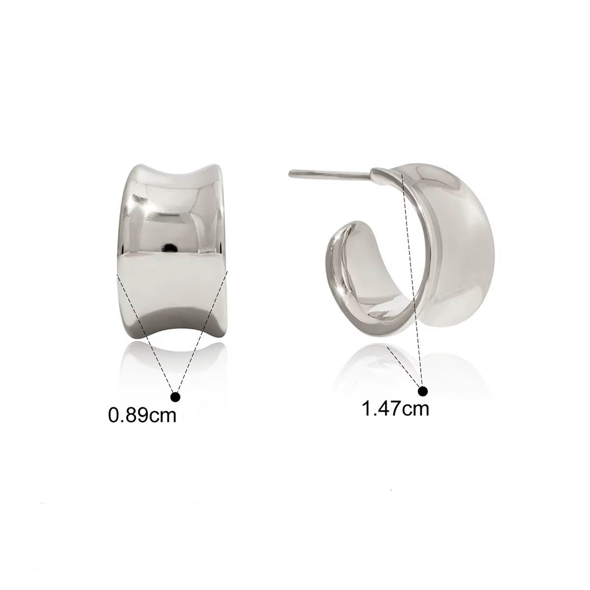 Vattentåliga - Youthway Irregular Texture C-Formade Örhängen (14K Guldpläterade) och Silver