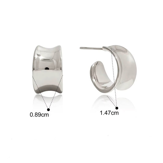 Vattentåliga - Youthway Irregular Texture C-Formade Örhängen (14K Guldpläterade) och Silver