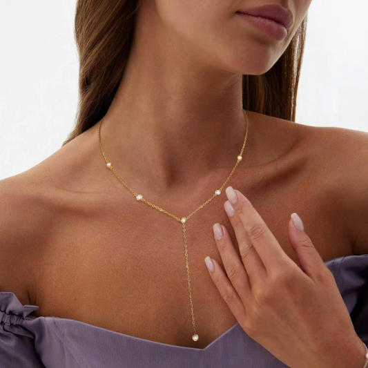 Elegant Y-Halsband med Kristalldetaljer – Silver eller Guld
