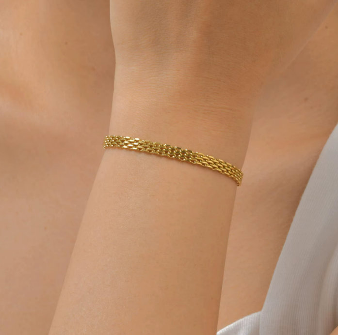 Guldförgylld Armband i Rostfritt Stål – 18K Guld och flera färger 3/4/6/mm