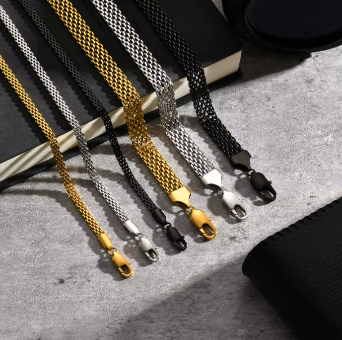 Guldförgylld Armband i Rostfritt Stål – 18K Guld och flera färger 3/4/6/mm