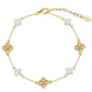 Four Leaf Clover Shell Pearl Bracelet – 14K Gold Plated 925 Silver i flera olika design